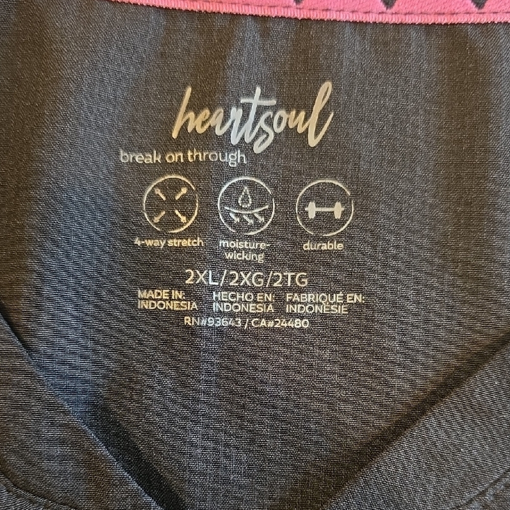 (J45) HeartSoul Black Short Sleeve Scrub Top Sz 2x - Picture 5 of 6